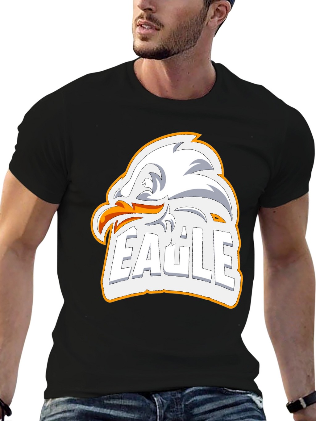Eagle Graphic Print Mens Black T-Shirt