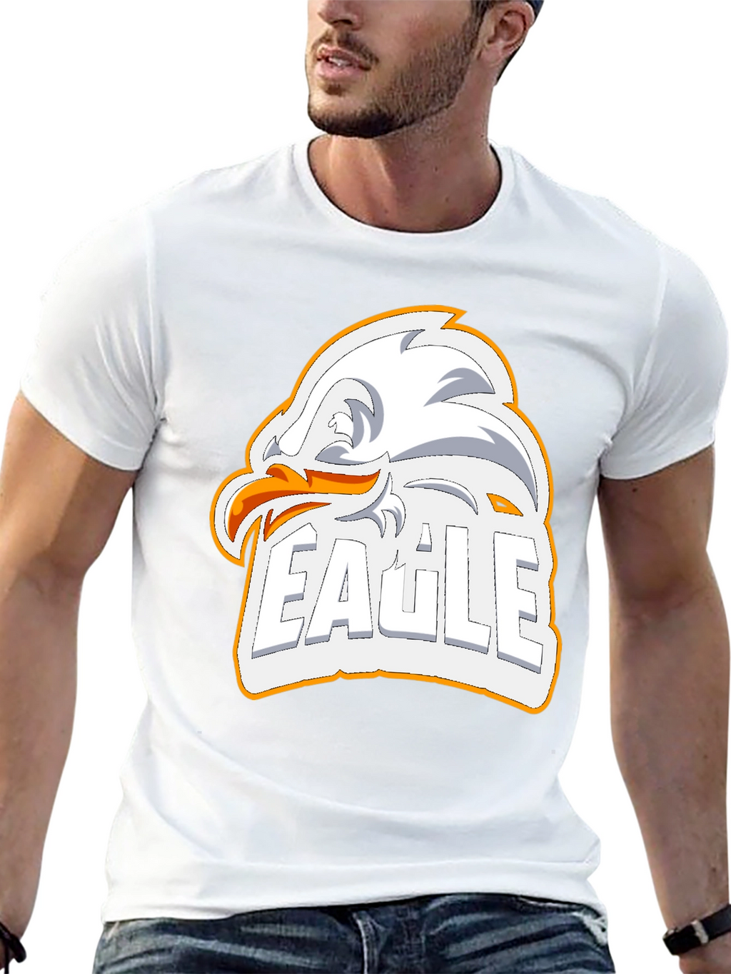 Eagle Graphic Print Mens Black T-Shirt