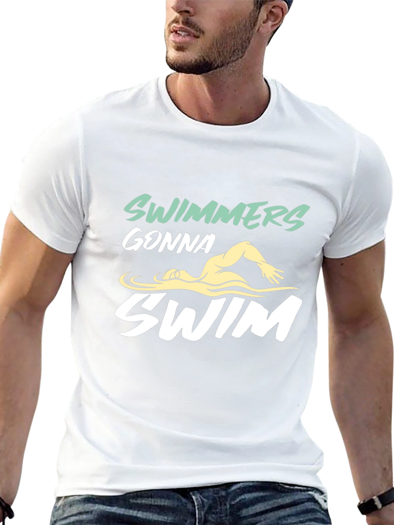 Swimmers Gonna Swim Graphic Tee - Black Cotton