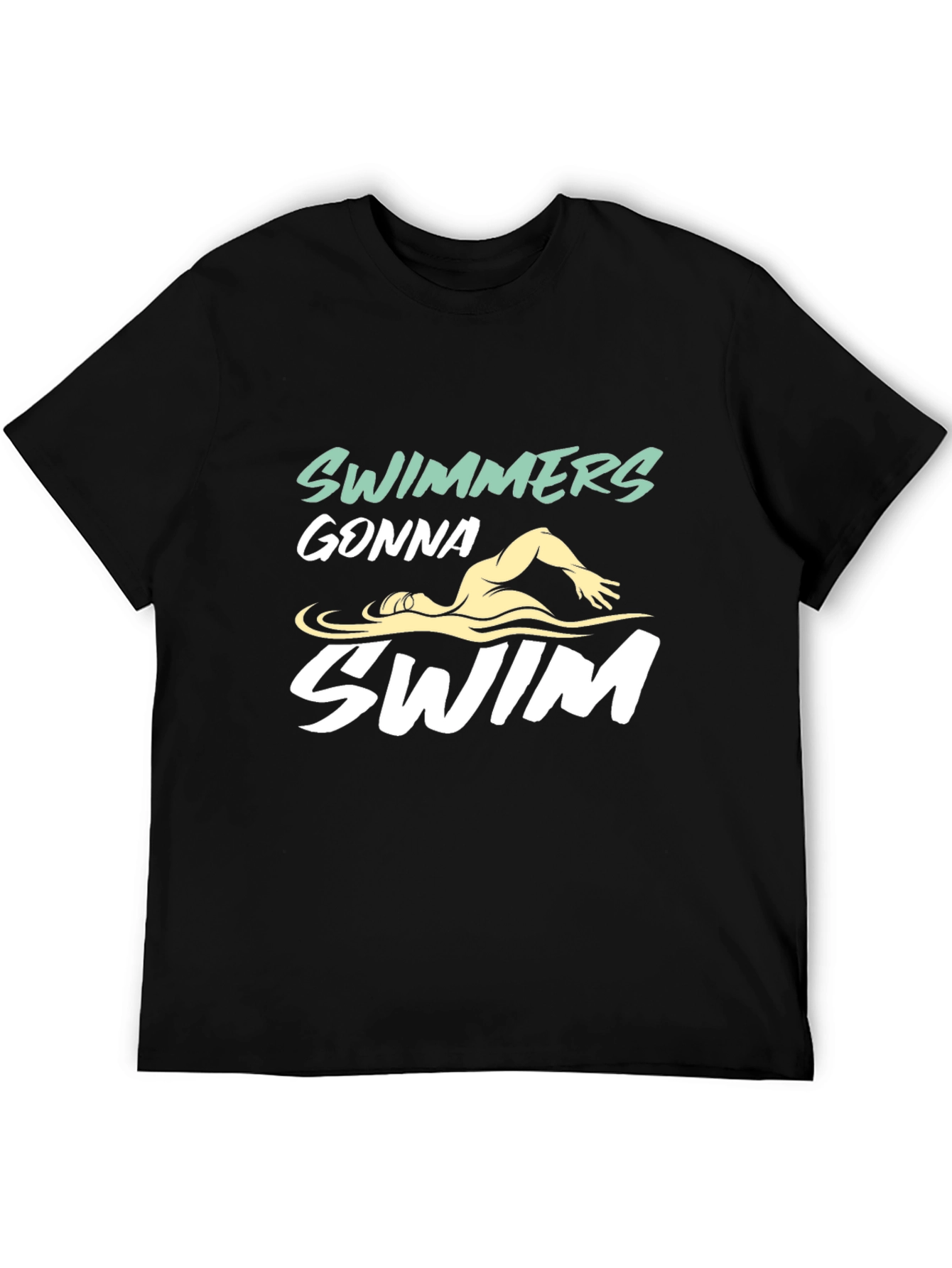 Swimmers Gonna Swim Graphic Tee - Black Cotton