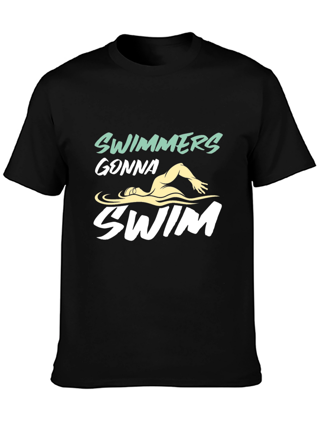 Swimmers Gonna Swim Graphic Tee - Black Cotton