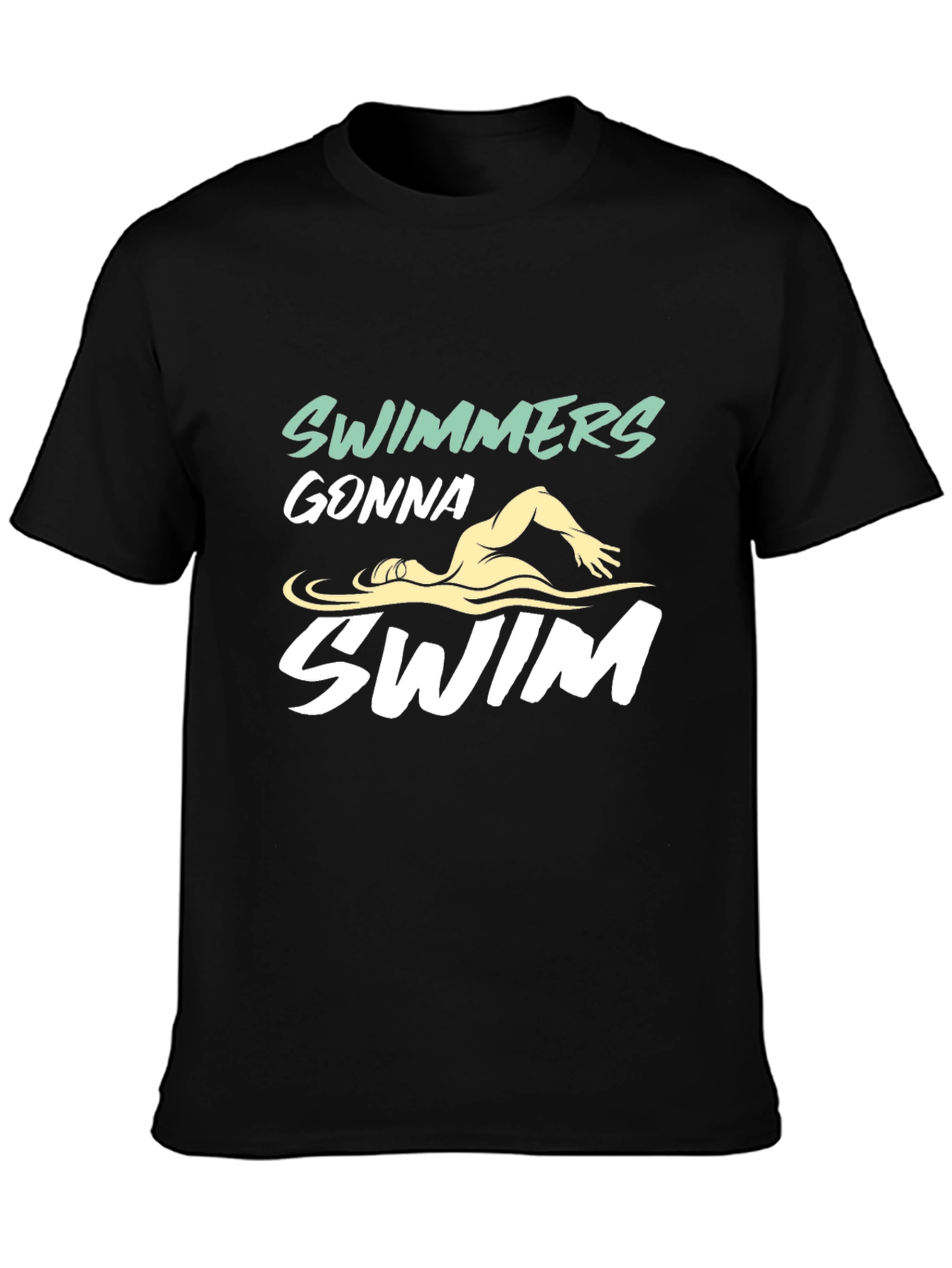 Swimmers Gonna Swim Graphic Tee - Black Cotton