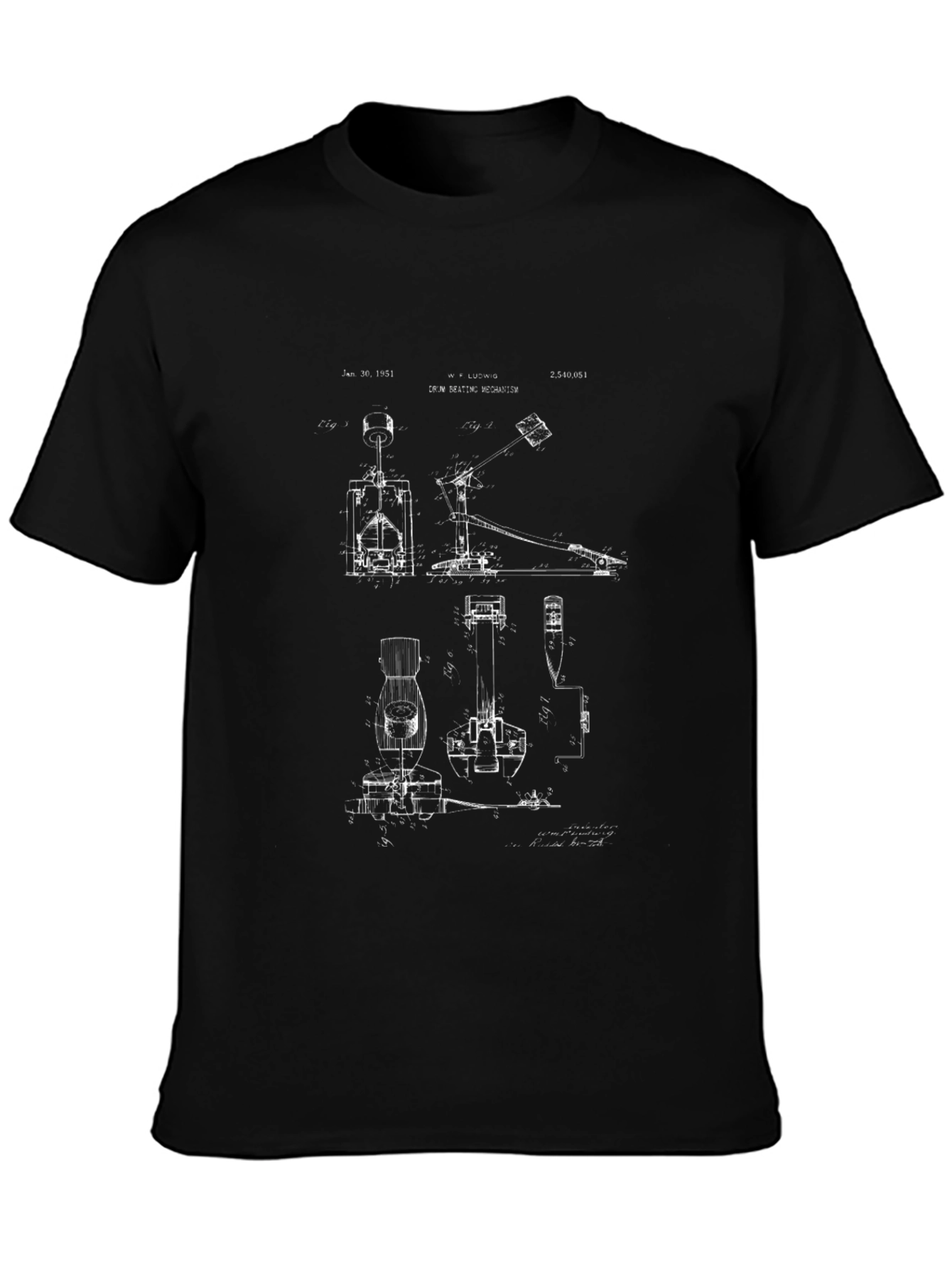 Drum Pedal Patent Black T-Shirt