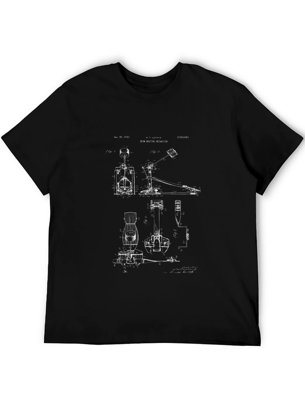 Drum Pedal Patent Black T-Shirt