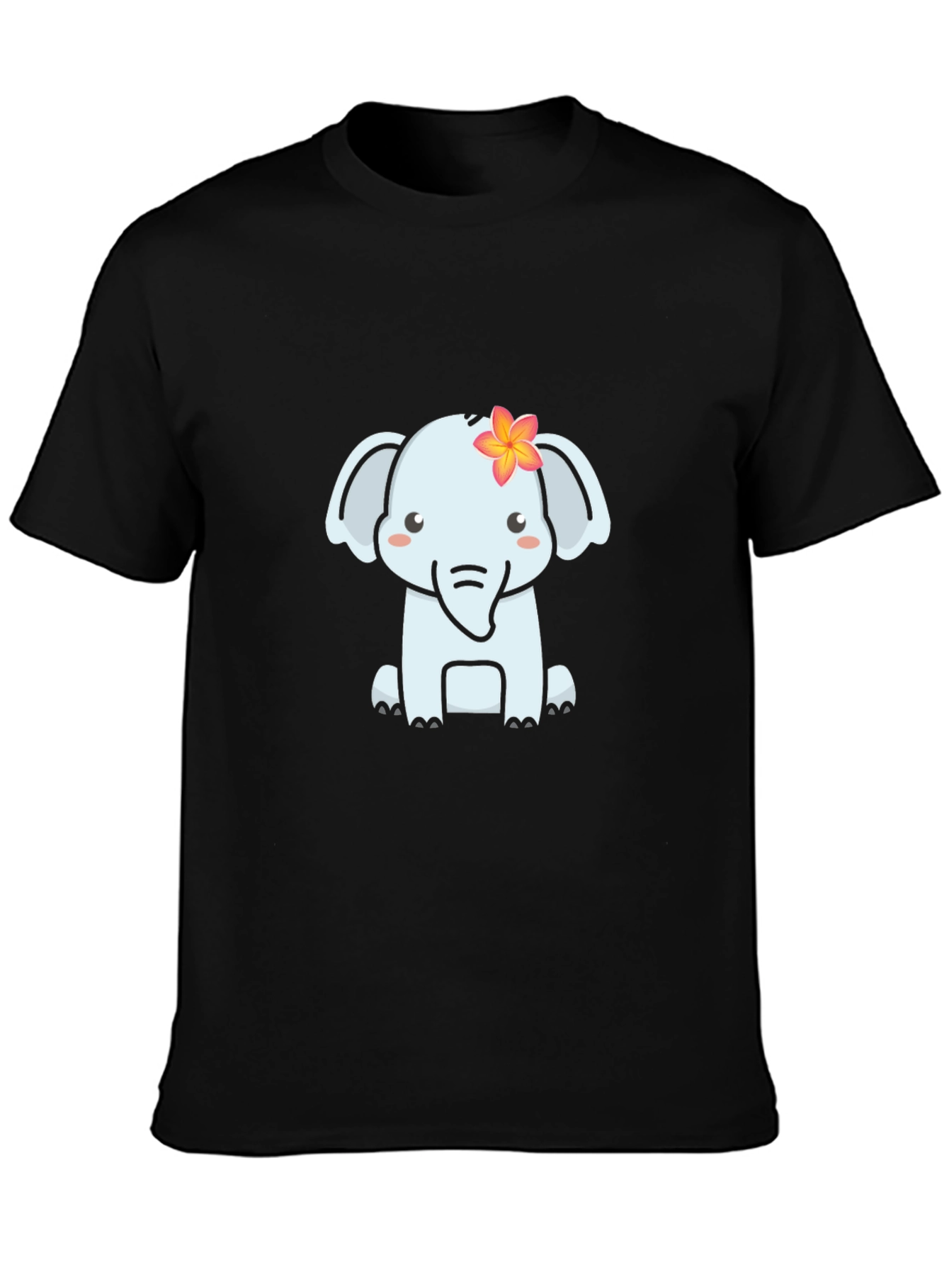 Cute Elephant Graphic T-Shirt - Soft Black Tee