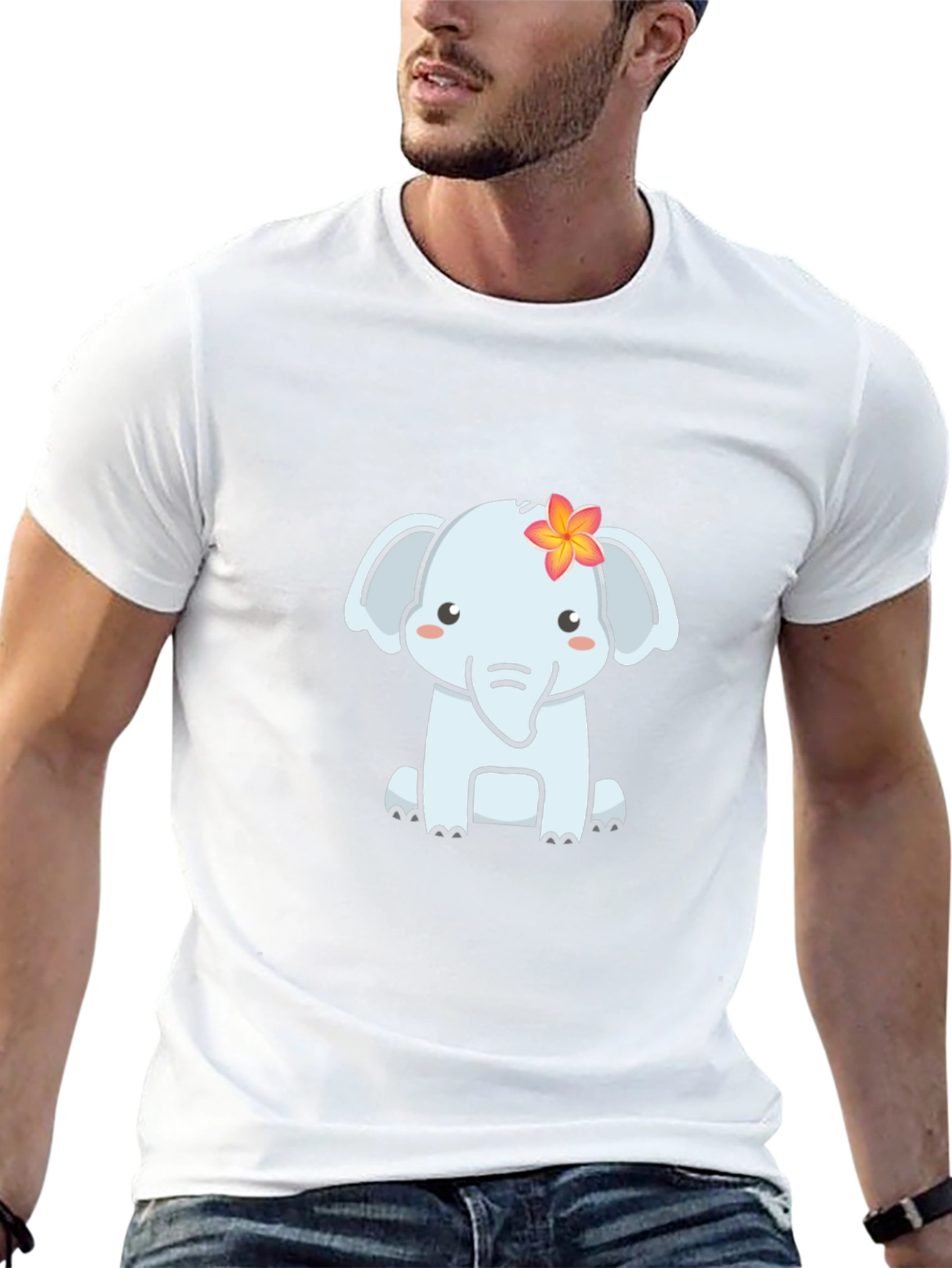 Cute Elephant Graphic T-Shirt - Soft Black Tee