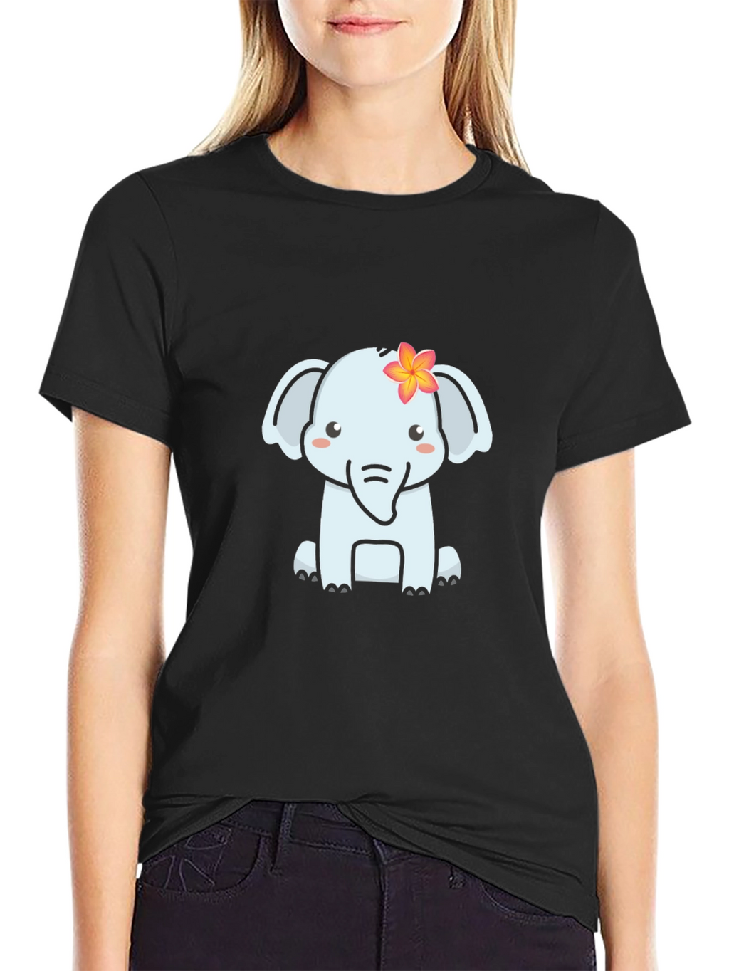 Cute Elephant Graphic T-Shirt - Soft Black Tee