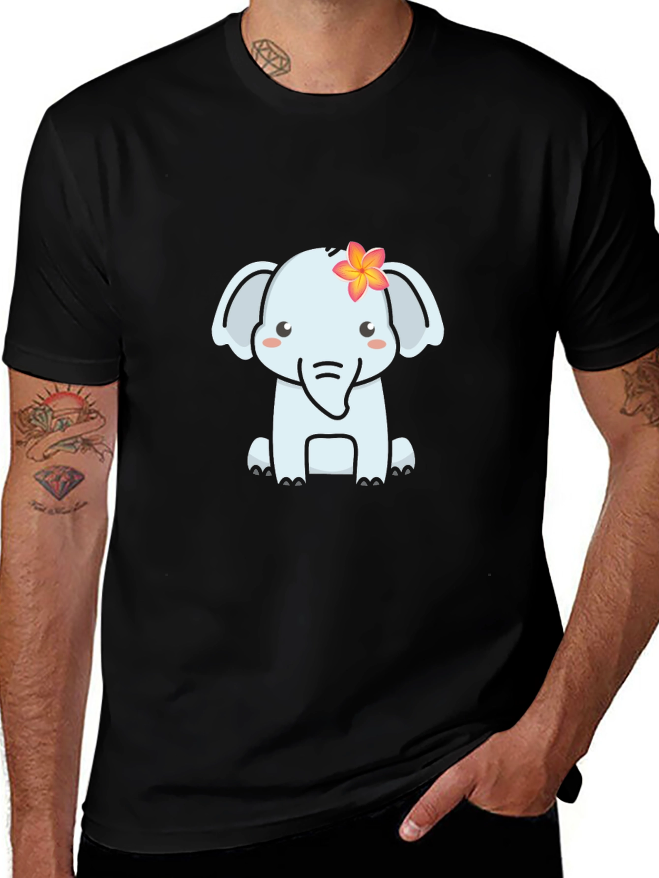 Cute Elephant Graphic T-Shirt - Soft Black Tee
