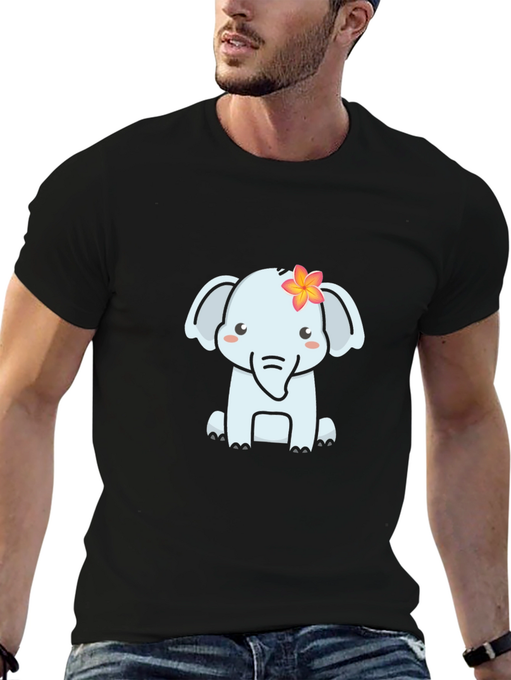Cute Elephant Graphic T-Shirt - Soft Black Tee
