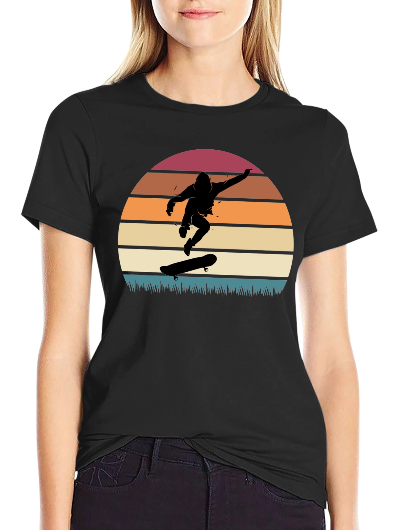 Skateboarder Sunset Graphic Tee - Cool Retro Design
