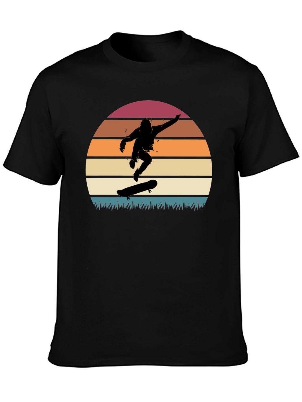 Skateboarder Sunset Graphic Tee - Cool Retro Design