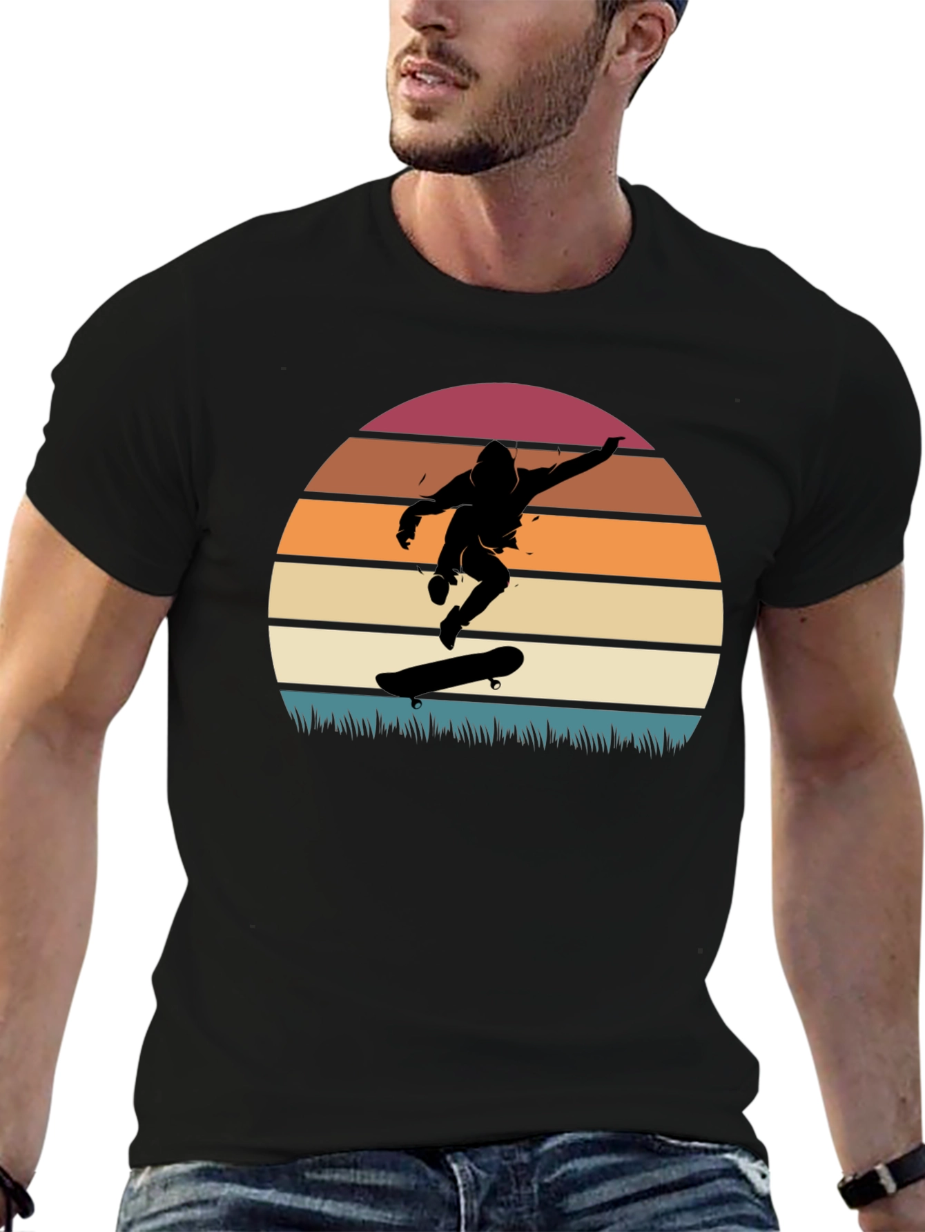 Skateboarder Sunset Graphic Tee - Cool Retro Design