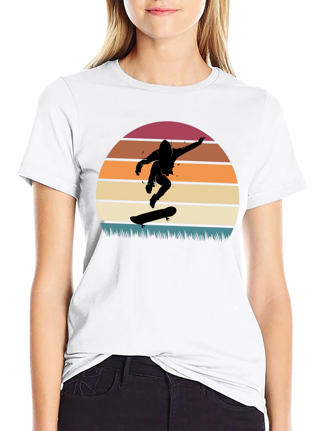 Skateboarder Sunset Graphic Tee - Cool Retro Design