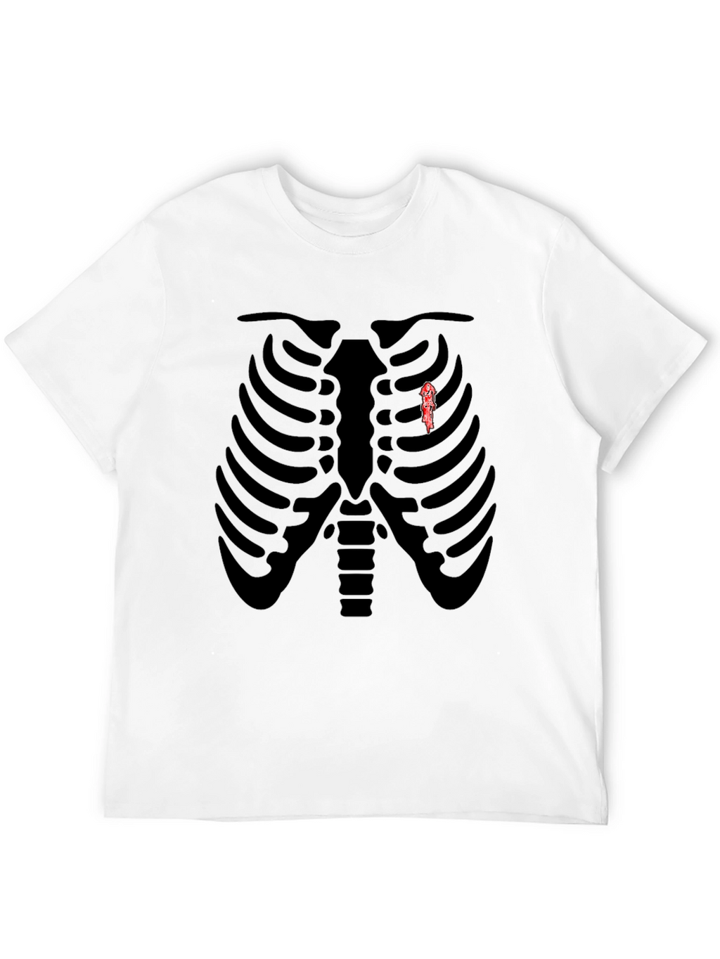 Skeleton Rib Cage Graphic Tee - Biker Heart T-Shirt