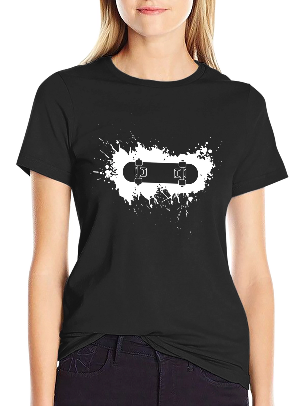 Skateboard Graphic Tee - Black Cotton Blend