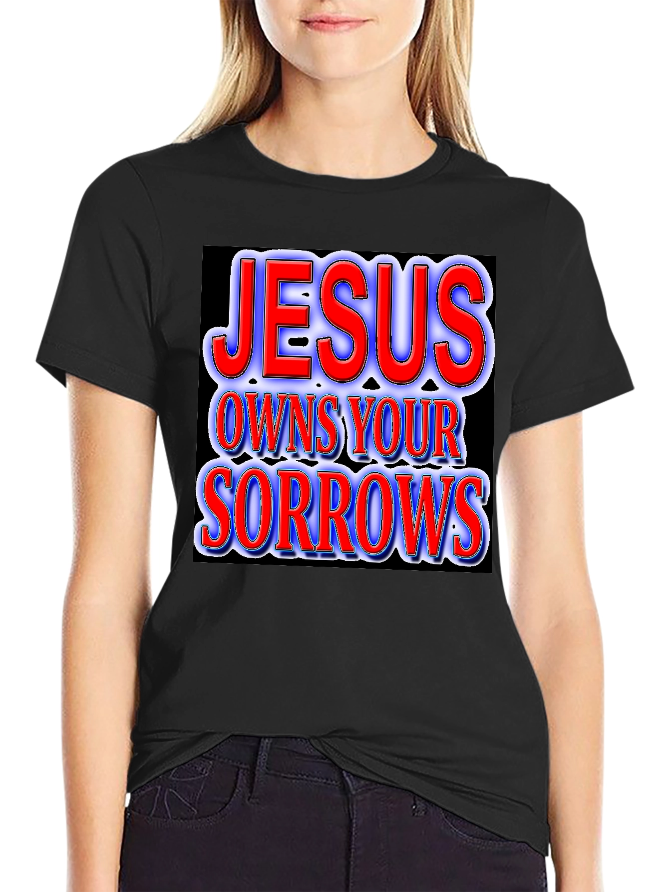 Jesus Owns Your Sorrows Graphic Tee - Black
