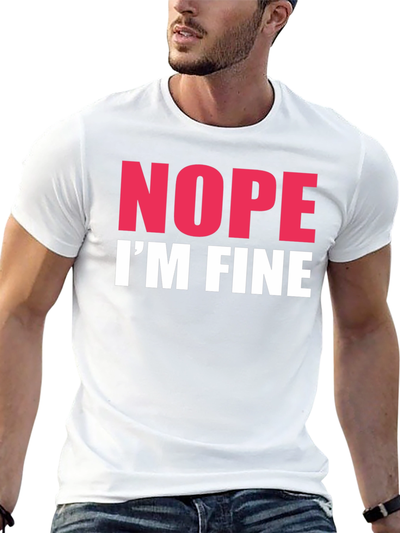 Nope Im Fine Graphic Tee - Black Crew Neck