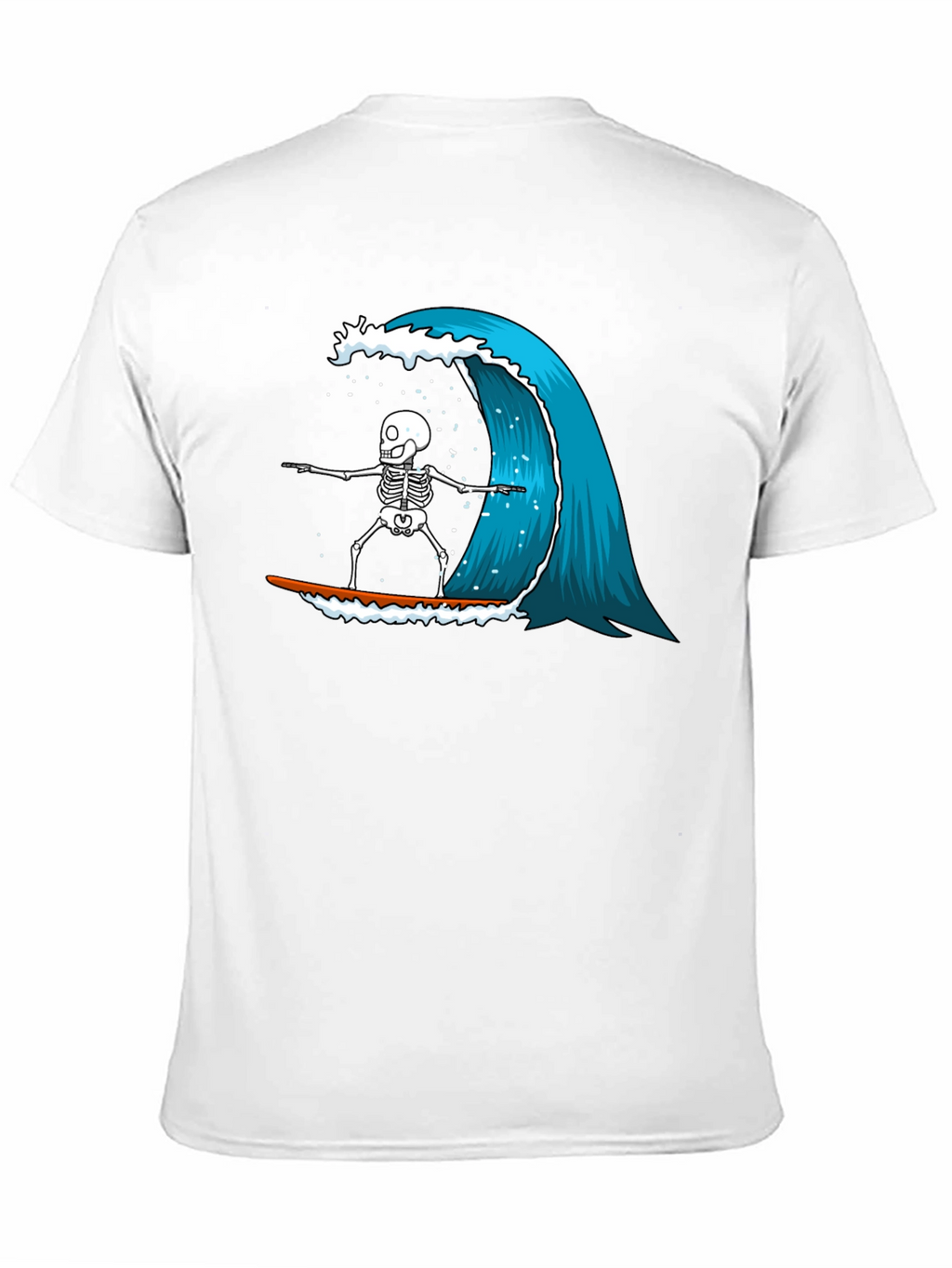 Skeleton Surfing Wave Graphic Tee - Black