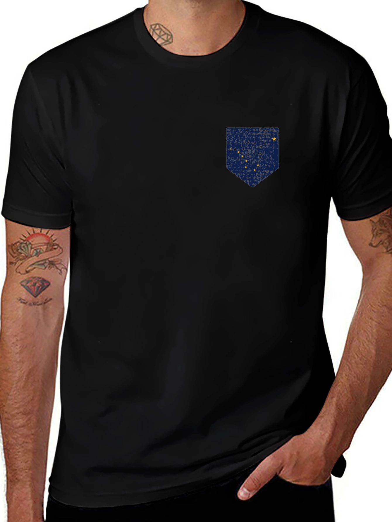 Alaska Flag Pocket Print T-Shirt - Patriotic Tee
