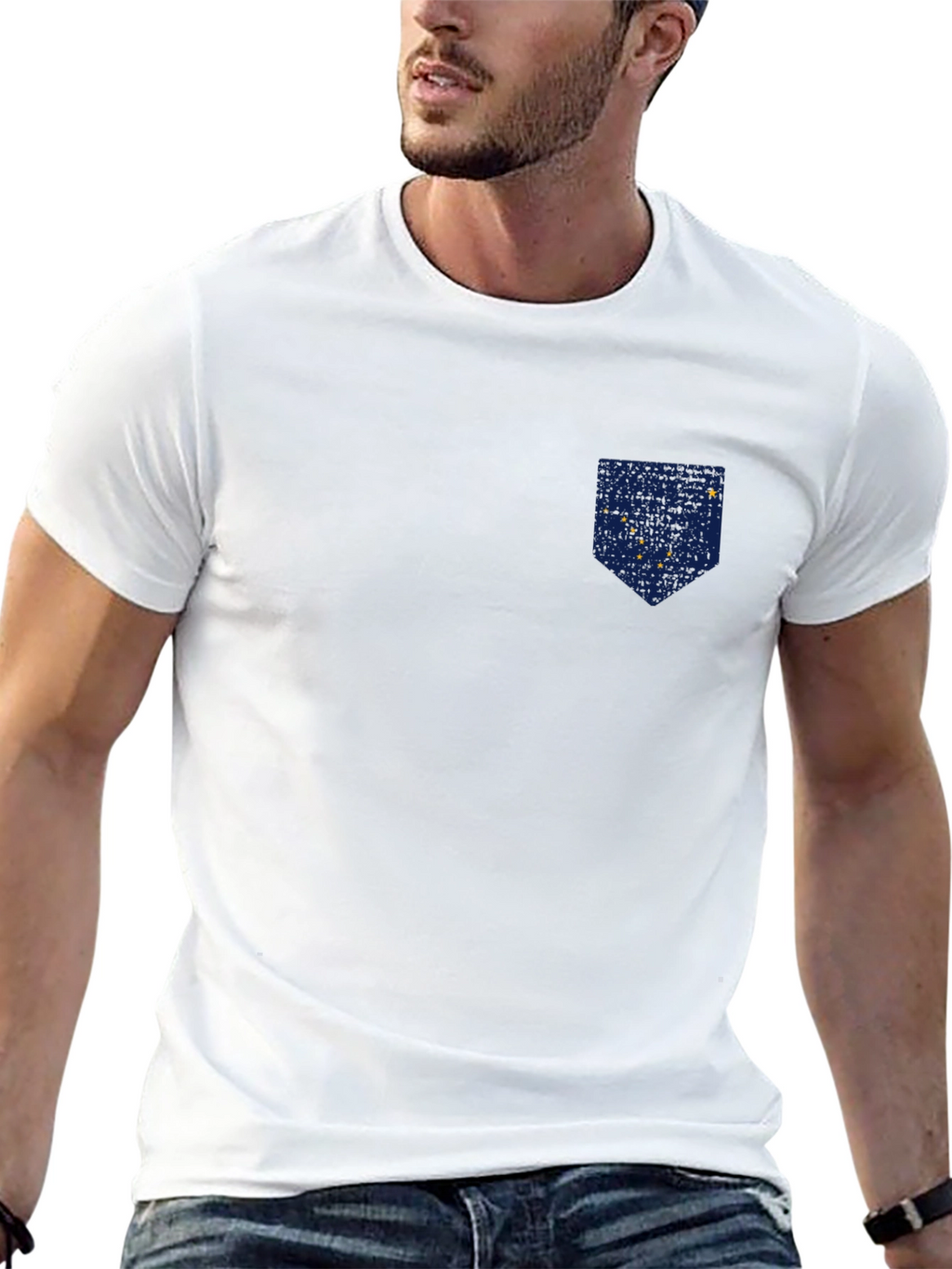 Alaska Flag Pocket Print T-Shirt - Patriotic Tee