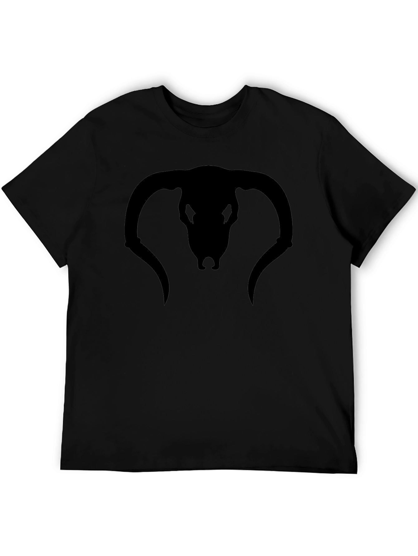 Black Bull Skull Graphic T-Shirt