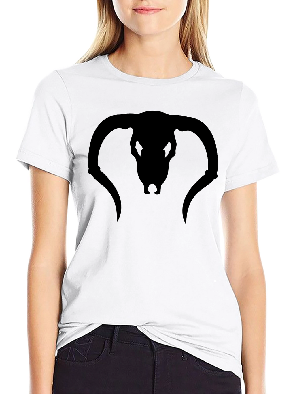 Black Bull Skull Graphic T-Shirt