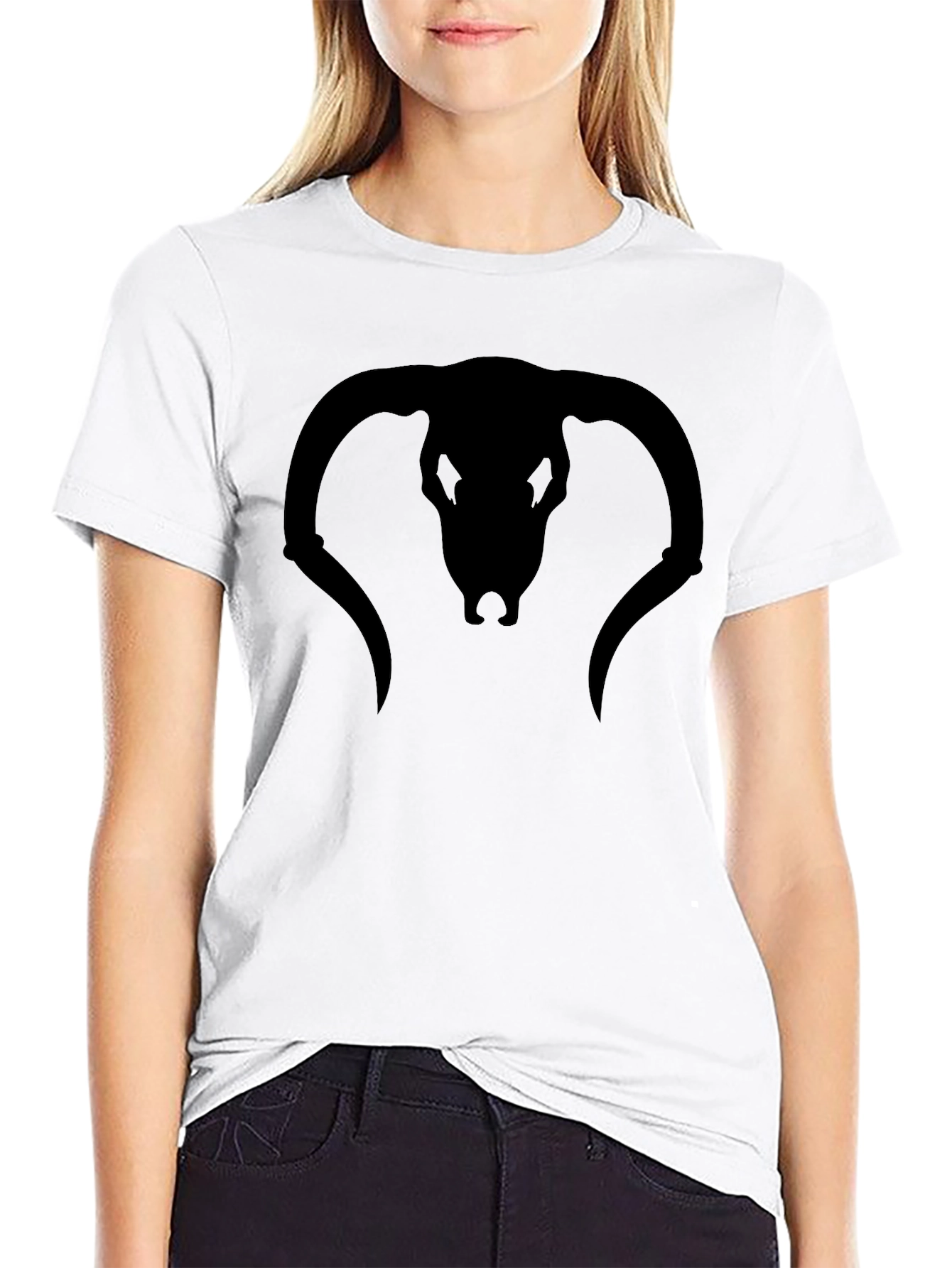 Black Bull Skull Graphic T-Shirt