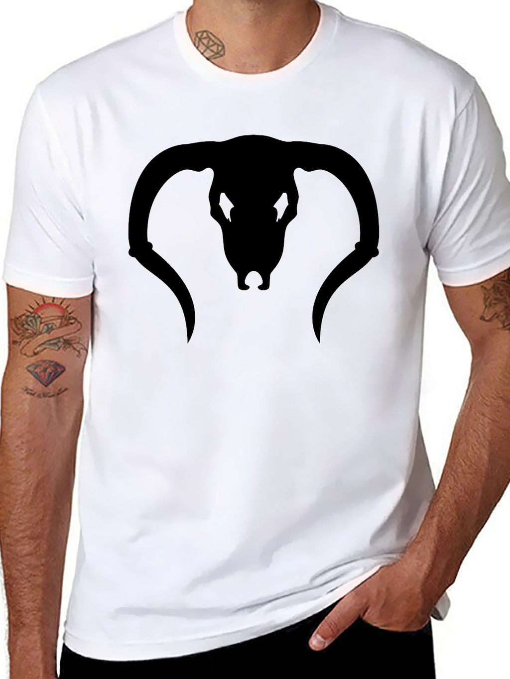 Black Bull Skull Graphic T-Shirt