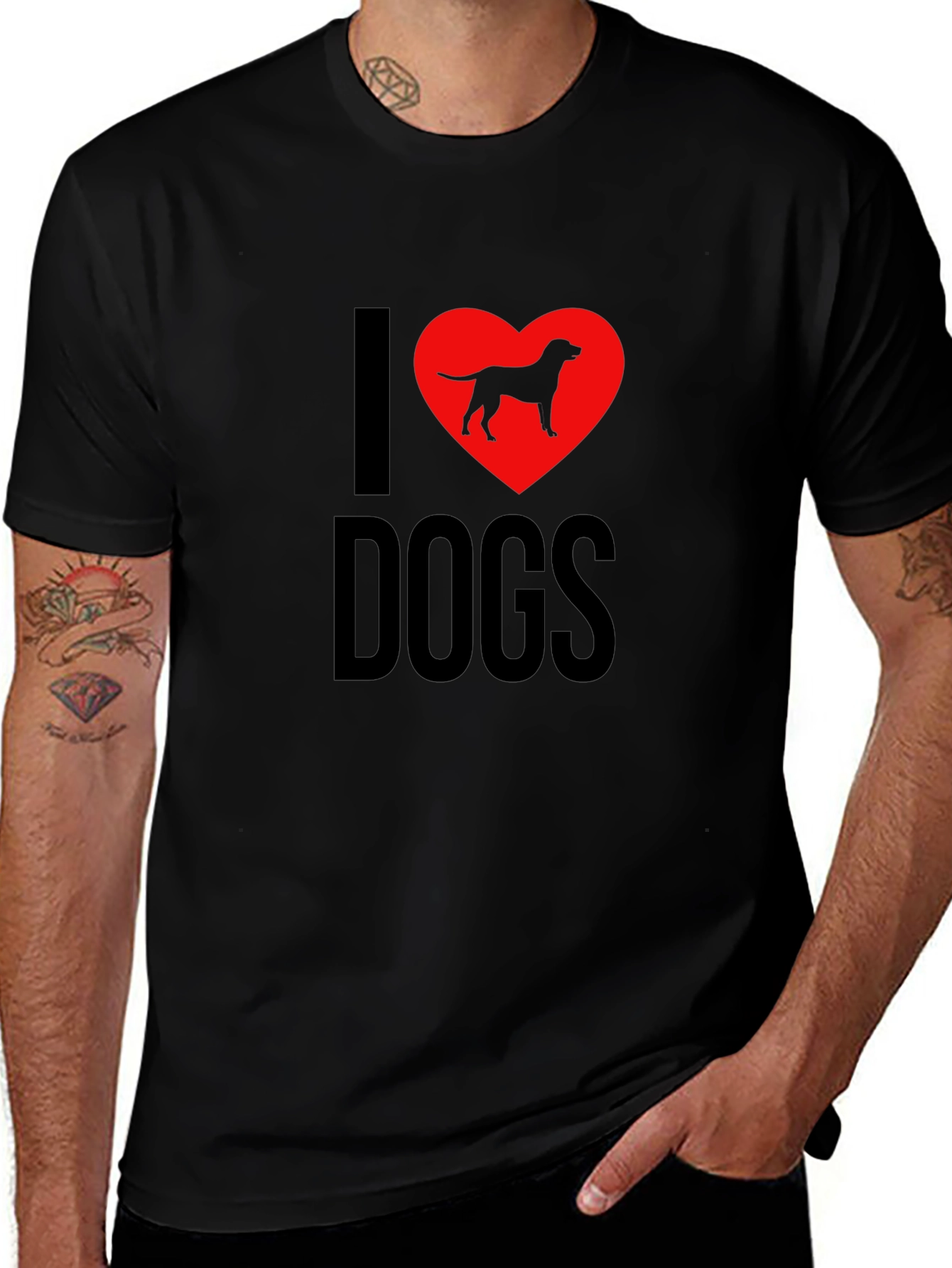 I Love Dogs T-Shirt - Dog Breed Heart Design