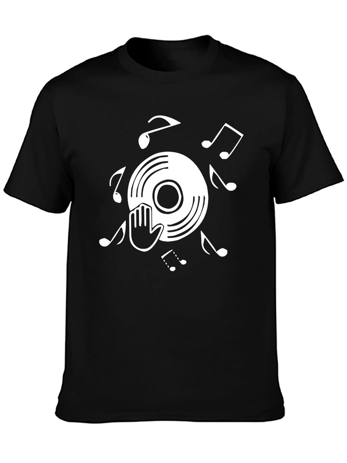 DJ Record Hand Music Notes Graphic T-Shirt