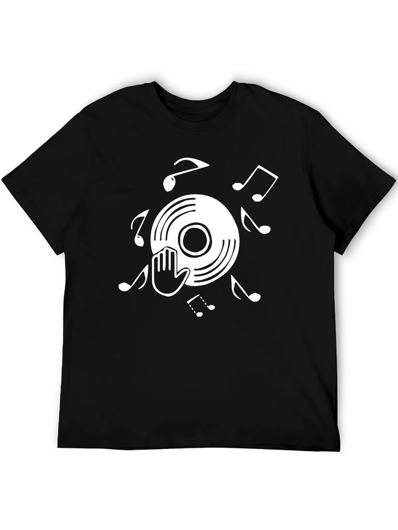 DJ Record Hand Music Notes Graphic T-Shirt