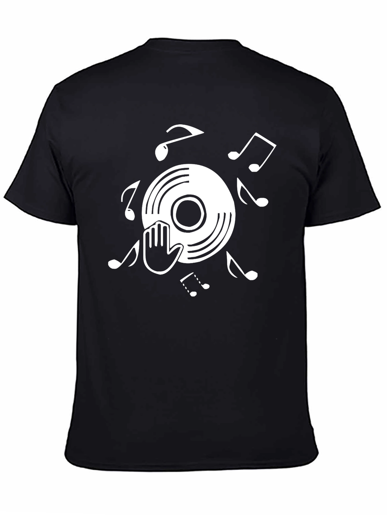DJ Record Hand Music Notes Graphic T-Shirt