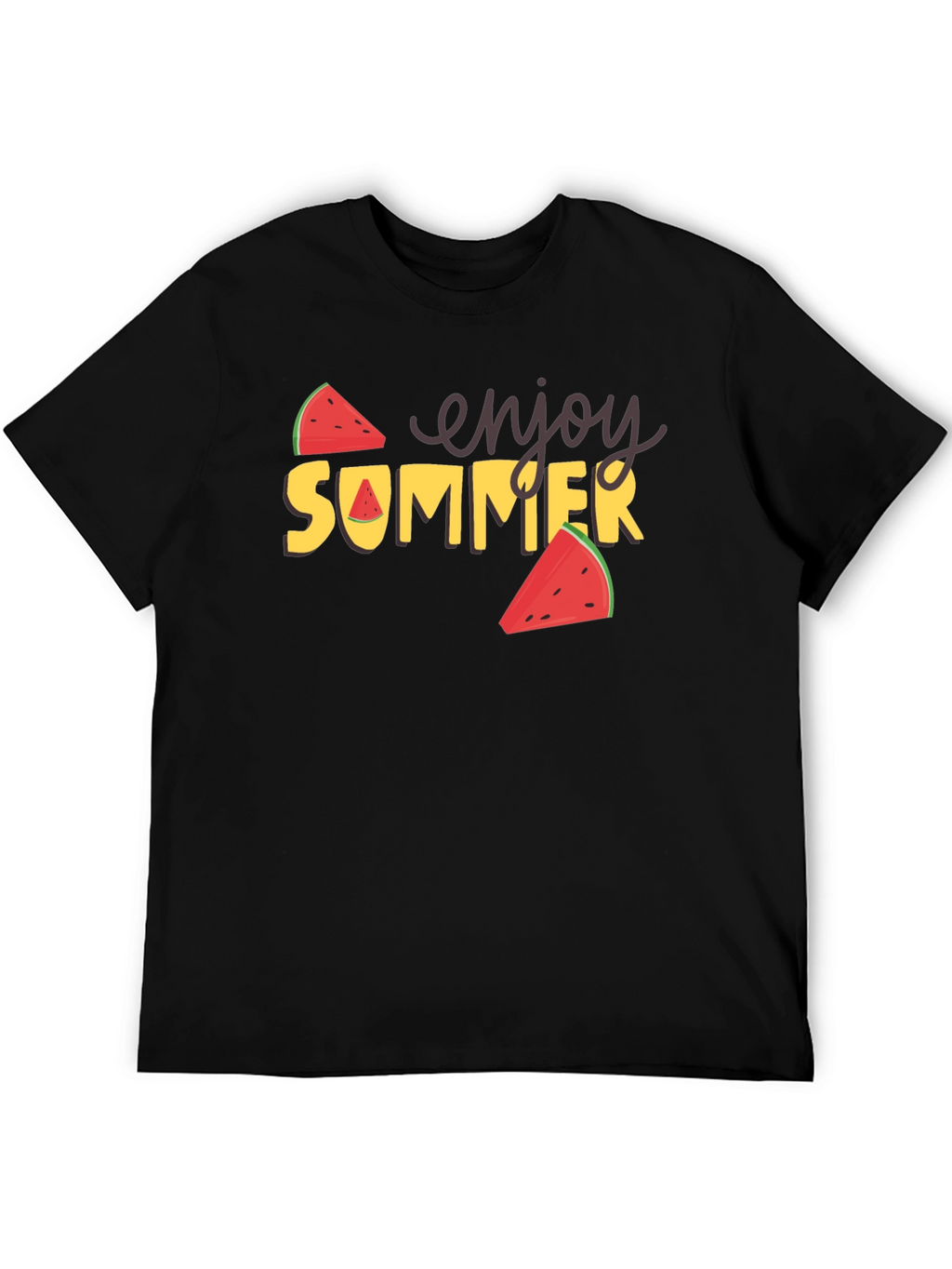 Enjoy Summer Watermelon Graphic Tee - Black