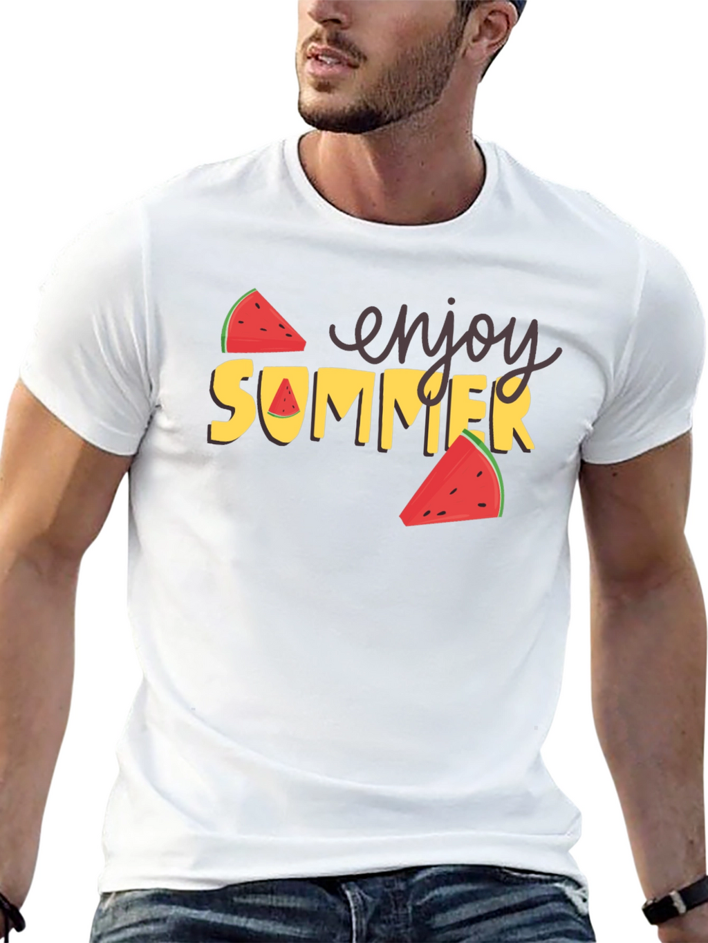 Enjoy Summer Watermelon Graphic Tee - Black