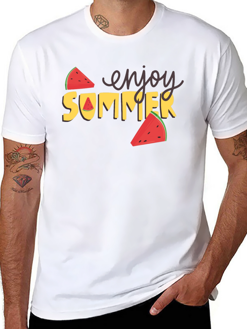 Enjoy Summer Watermelon Graphic Tee - Black