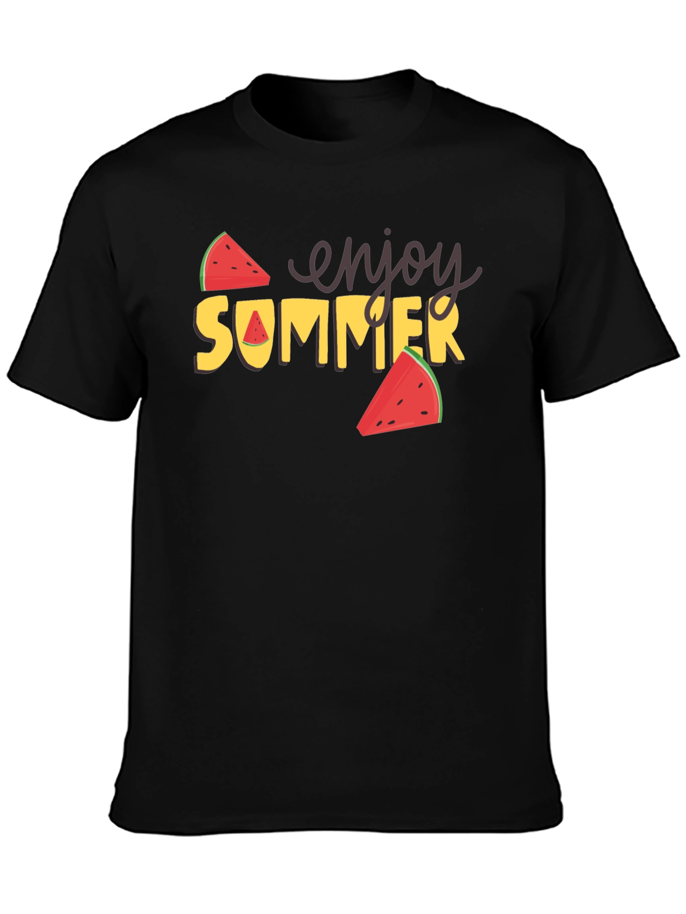 Enjoy Summer Watermelon Graphic Tee - Black