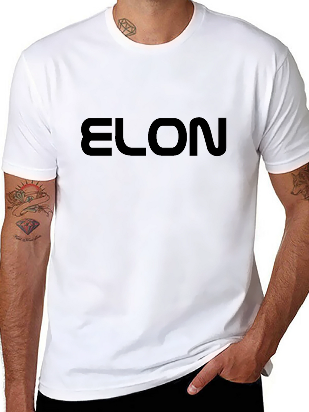 Mens Elon Text Graphic Black T-Shirt