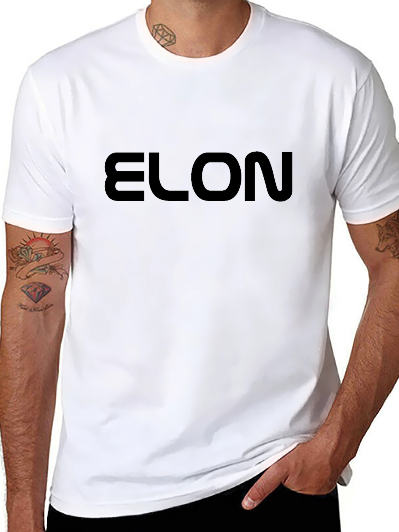 Mens Elon Text Graphic Black T-Shirt