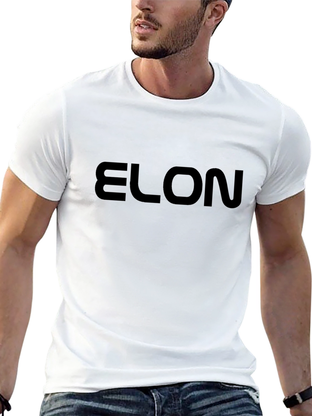 Mens Elon Text Graphic Black T-Shirt