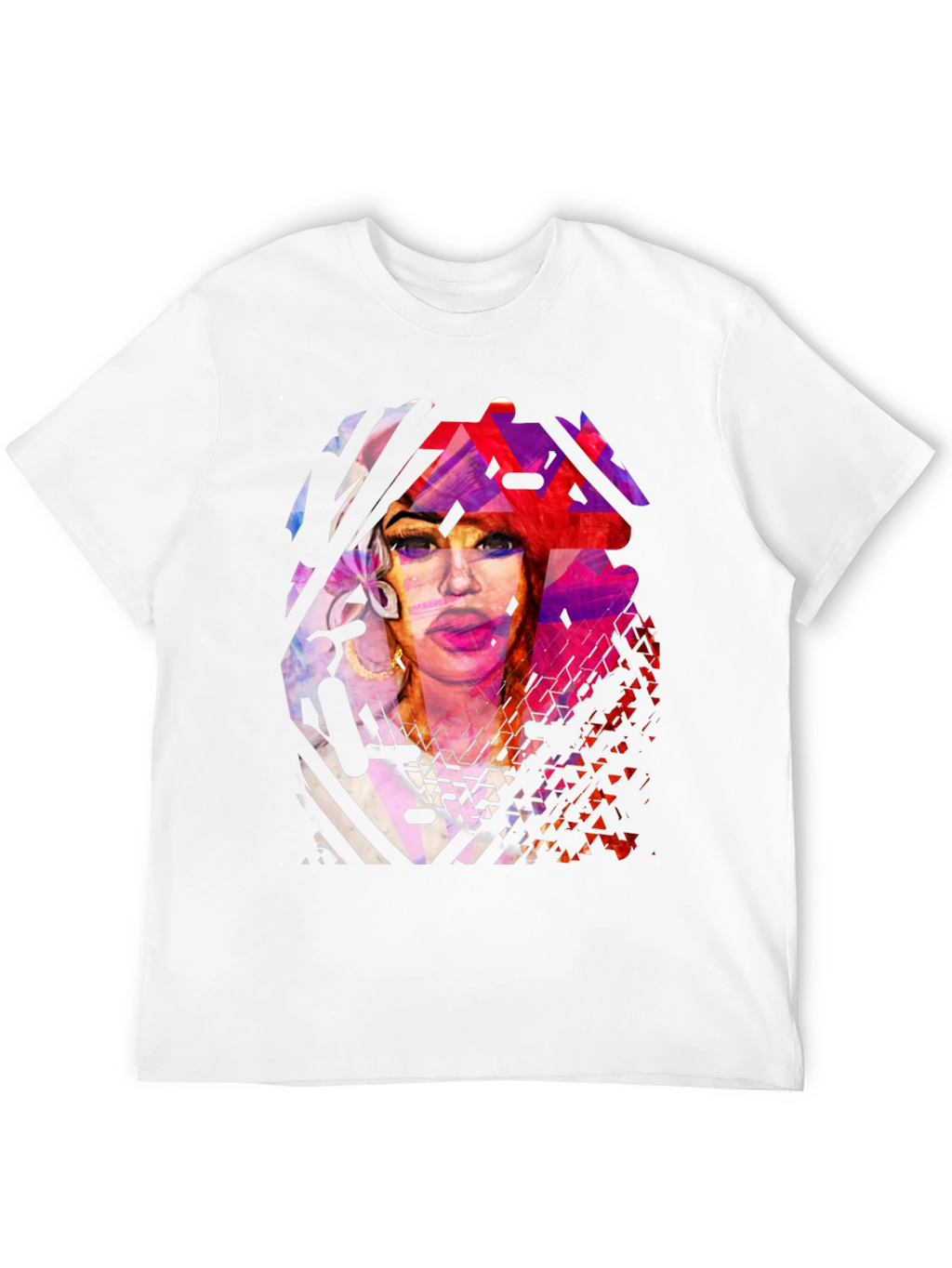 Abstract Portrait Graphic Print Black T-Shirt