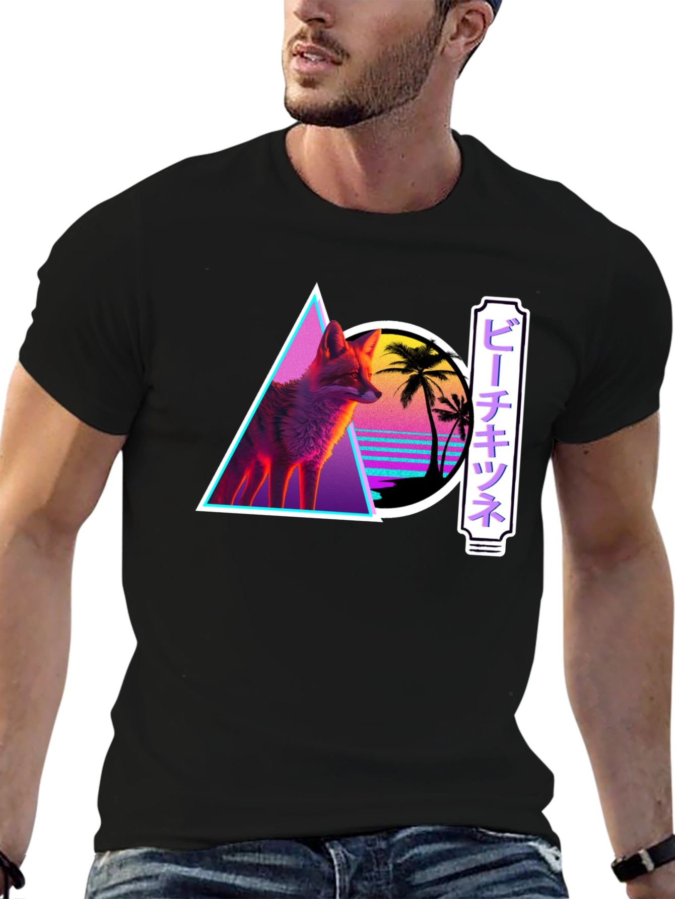 Retro Fox Graphic Tee - Synthwave Style