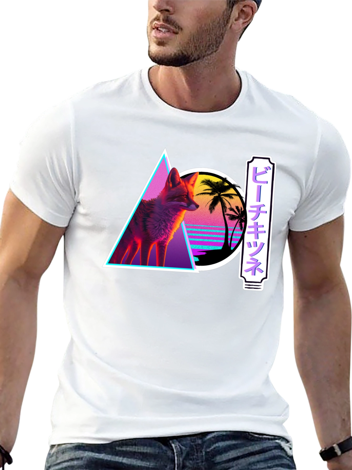 Retro Fox Graphic Tee - Synthwave Style