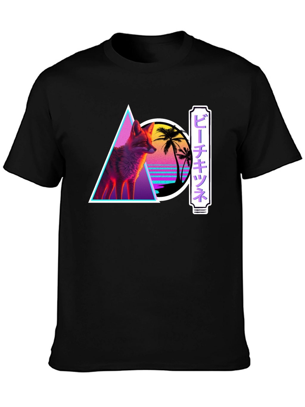 Retro Fox Graphic Tee - Synthwave Style
