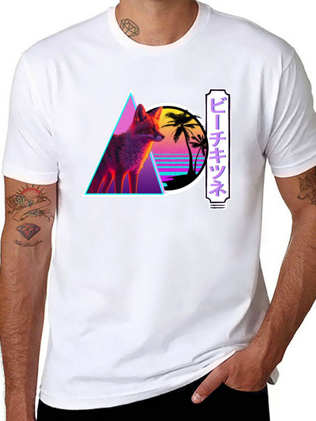 Retro Fox Graphic Tee - Synthwave Style