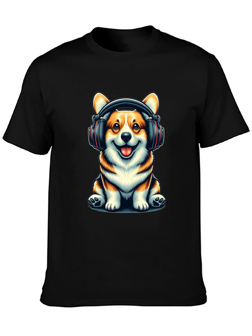 Corgi Headphones Graphic T-Shirt