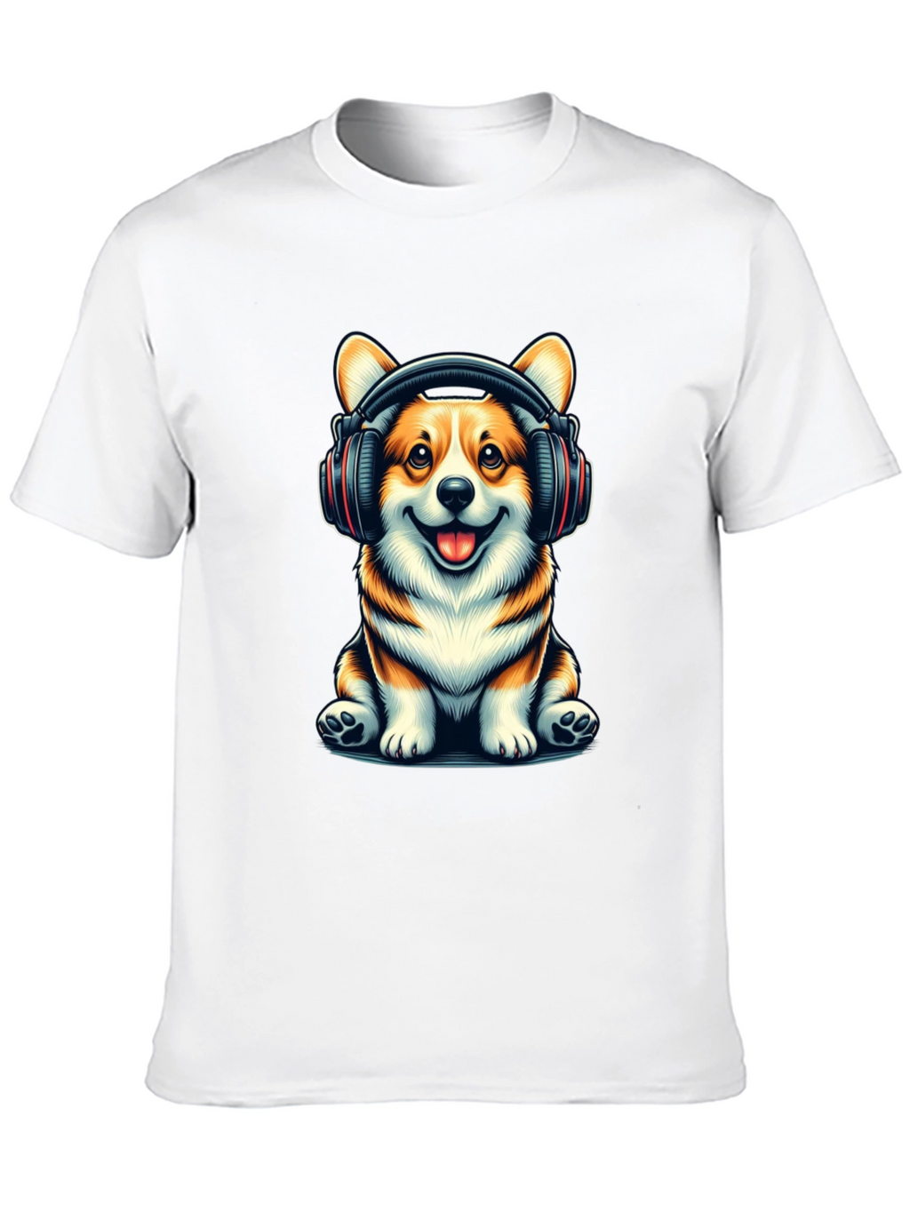 Corgi Headphones Graphic T-Shirt