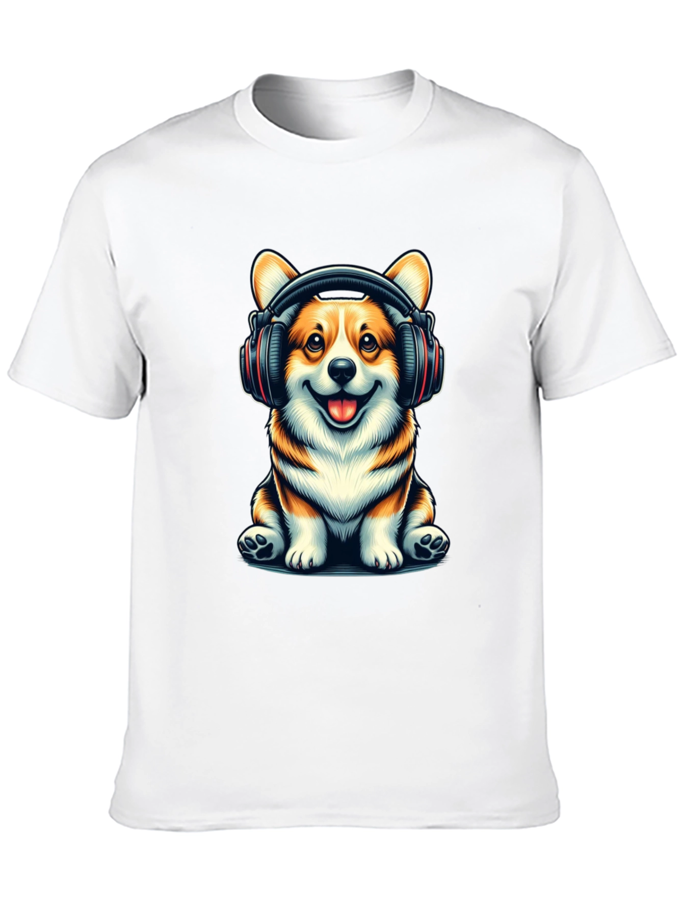 Corgi Headphones Graphic T-Shirt