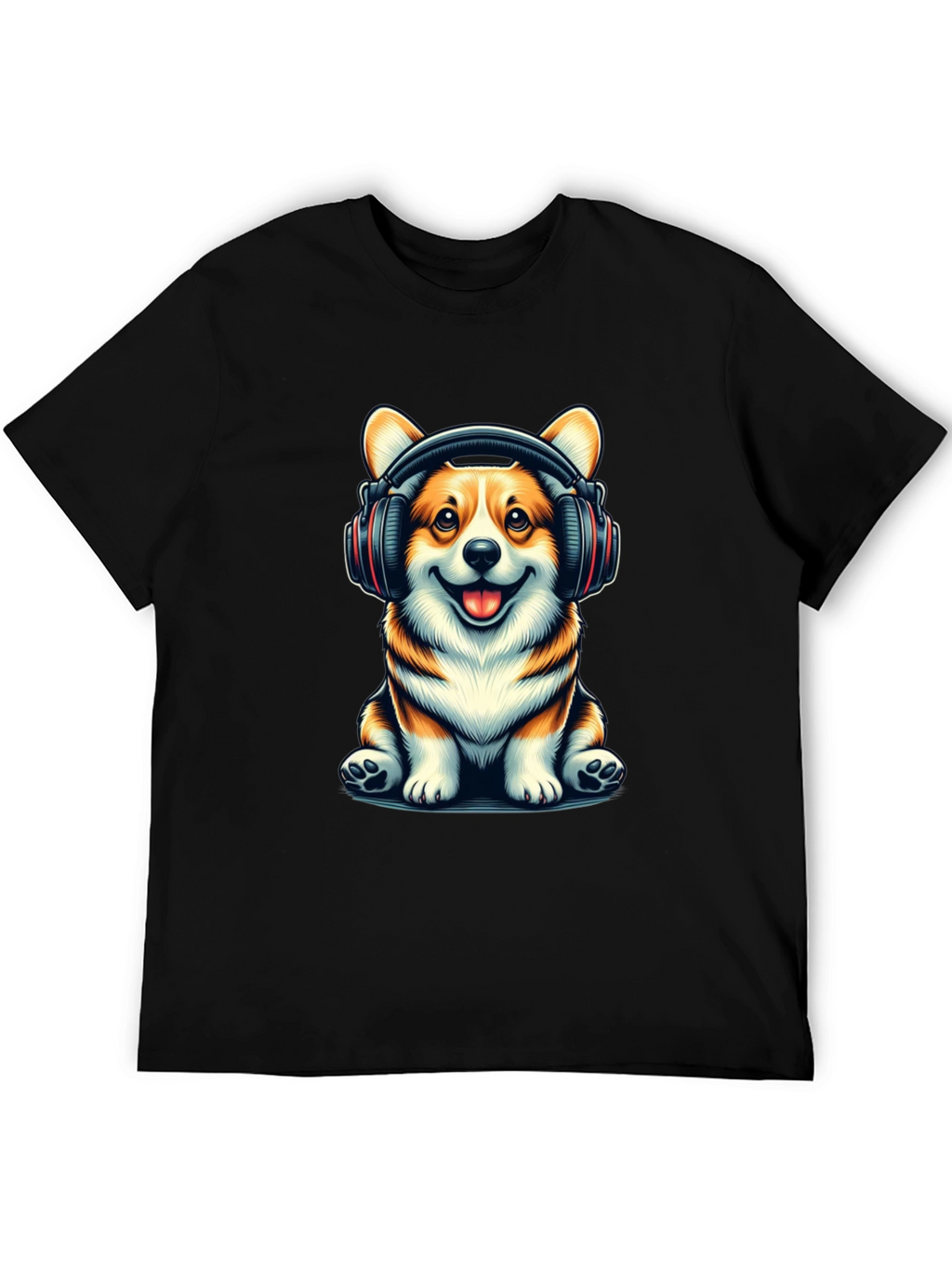 Corgi Headphones Graphic T-Shirt