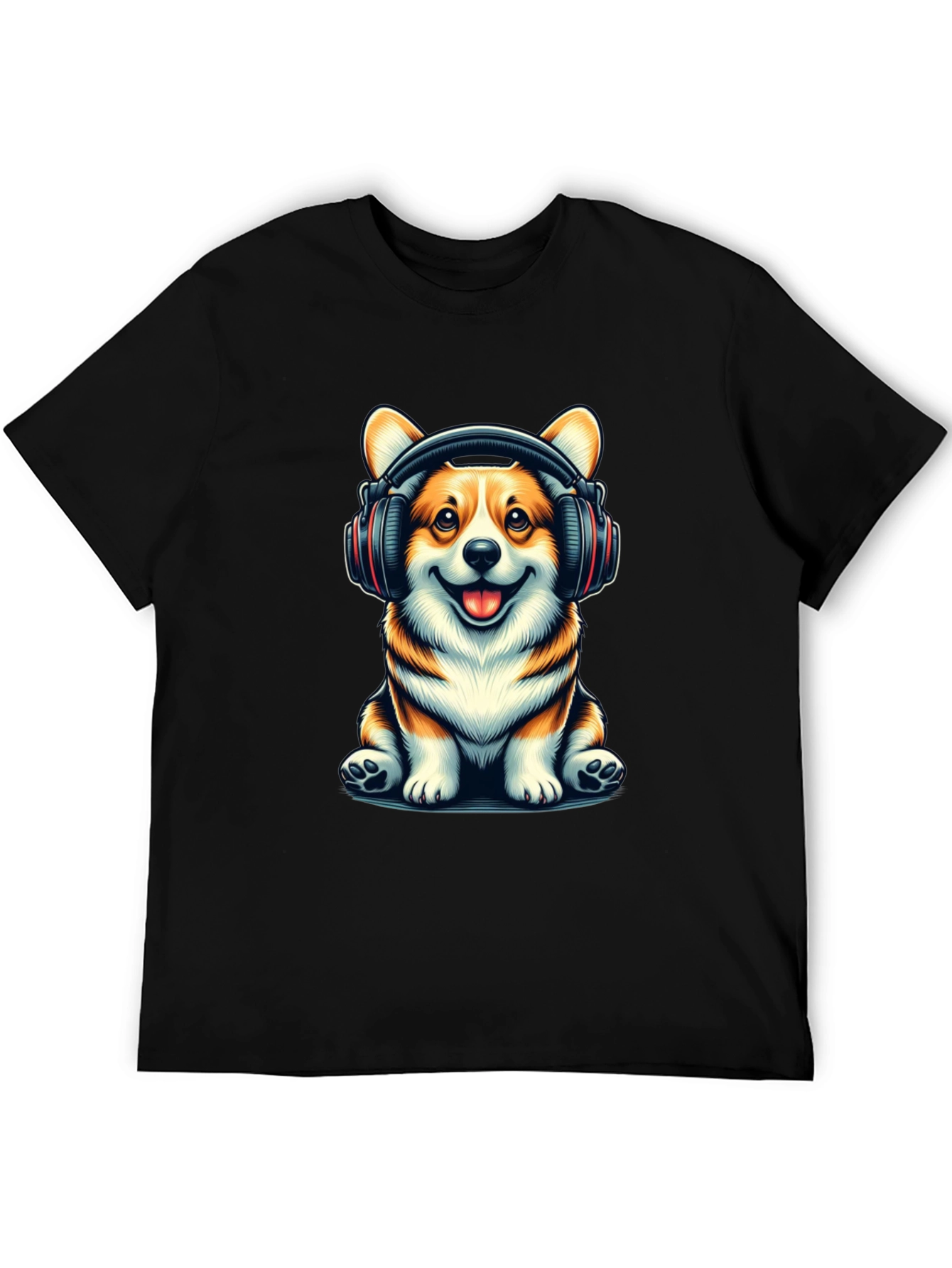 Corgi Headphones Graphic T-Shirt