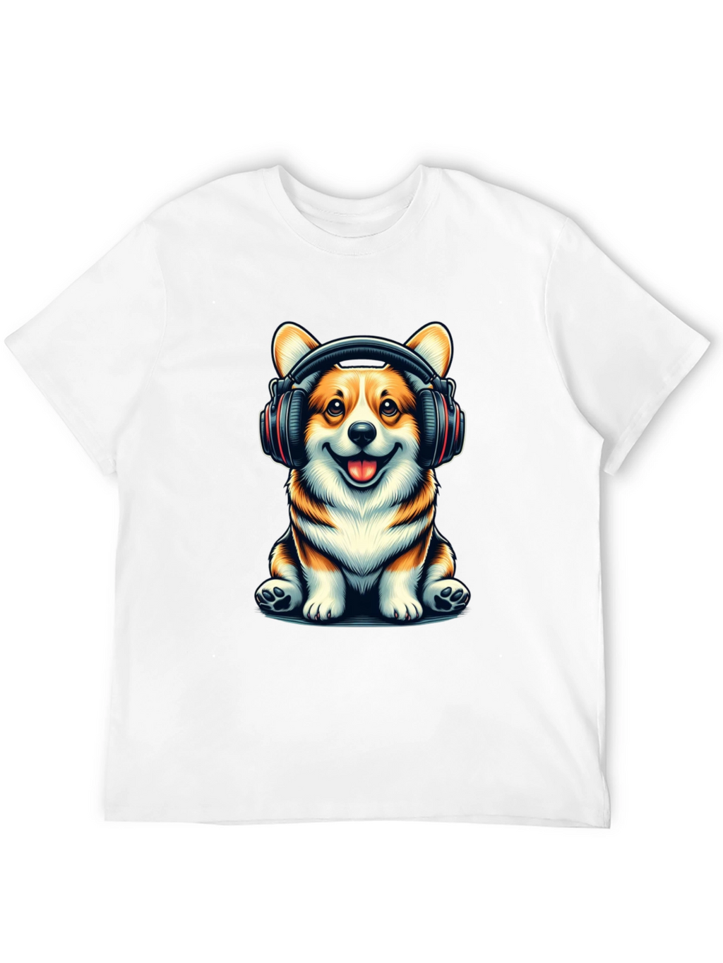 Corgi Headphones Graphic T-Shirt